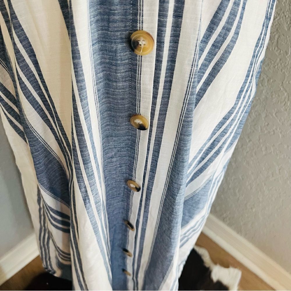 June & Hudson Tie Sleeve Striped Midi Dress, Blue/White, Size XL, NWOT - Picture 11 of 13